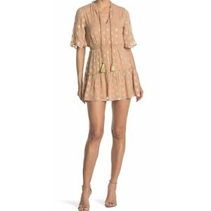 Raga Women’s lILAC & Dusted Rose Short Sleeve Fit Flare Metallic-Dot Mini …